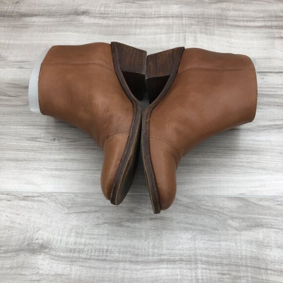 Madewell Ankle boots Womens 6 Brown Leather Slip On Side Snap Cap Toe Booties - Picture 6 of 13
